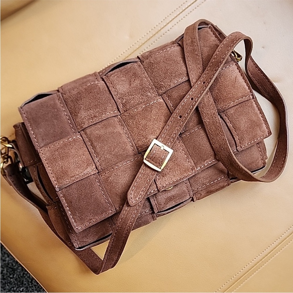 Bottega Veneta Cassette Suede Crossbody Bag